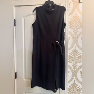 Emma & Michele Black Sheath Midi Dress Crew Neck Sleeveless